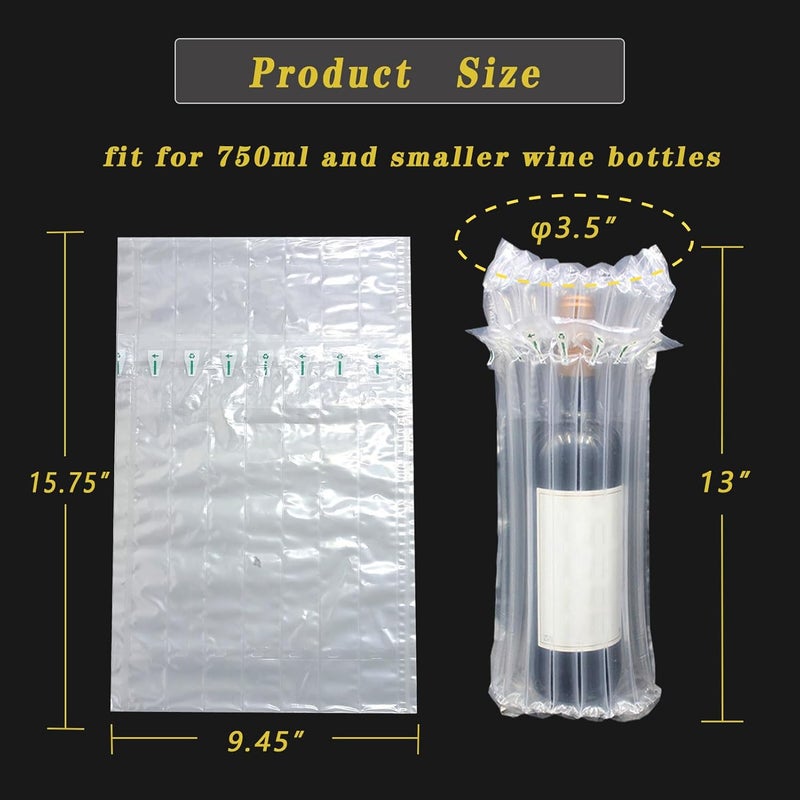 STAY WILD 10 Packs Wine Bottle Travel Protector & Inflatable Bags Airplane, Air Column Bubble Cushion Wrap Pouches for Shipping Packing Transport - Image 4